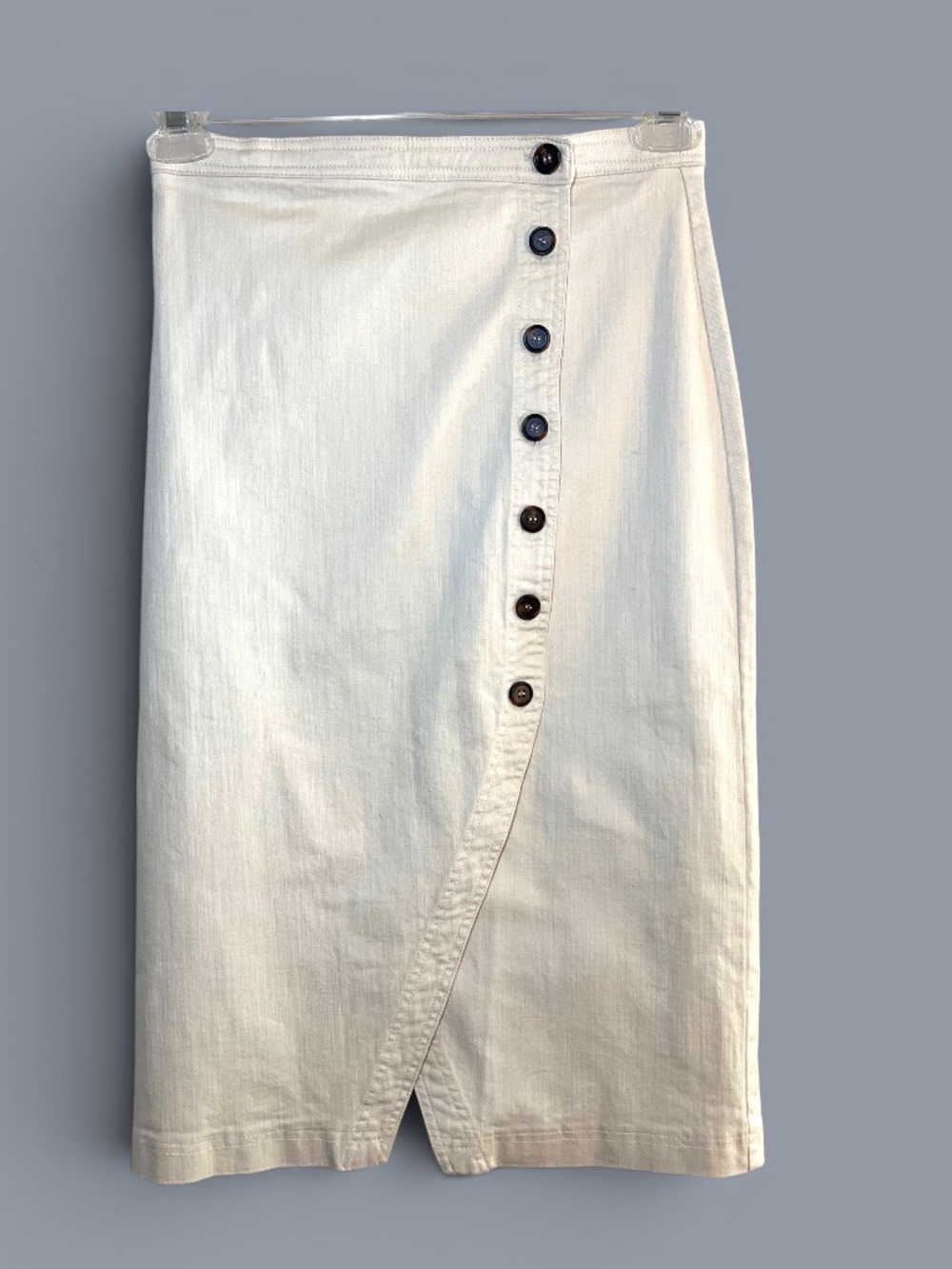 ASTR the Label Eileen Cream Cotton Button-Front Wrap Midi Skirt Size Small